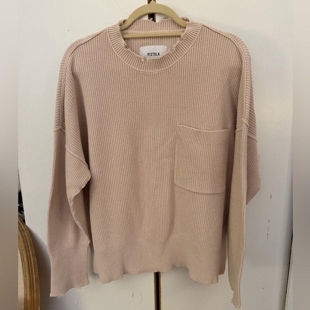 Pistola Cream Distressed Sweater